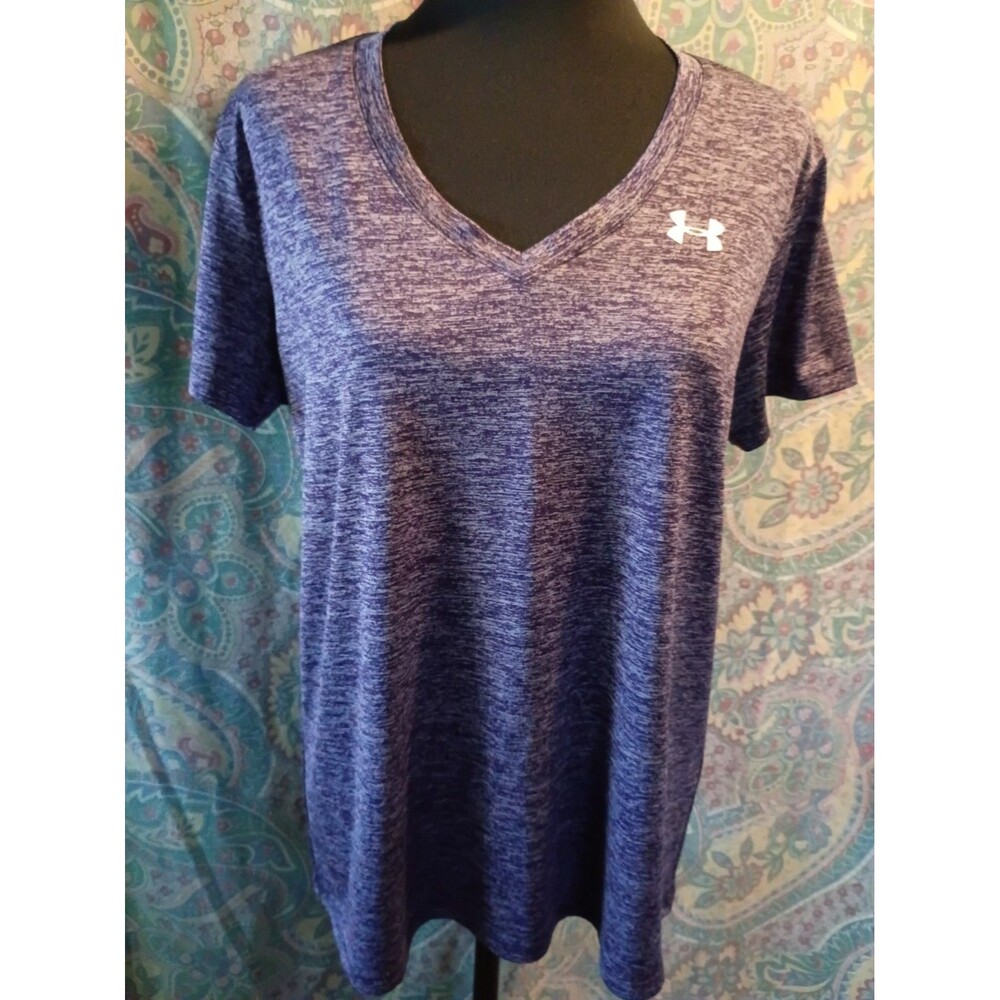 purple heathered short-sleeve athletic V-neck t-shirt from Under Armour with...